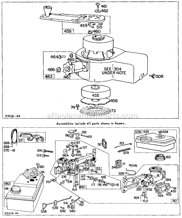 Page B Diagram and Parts List for 60900SERIES  Briggs and Stratton Engine